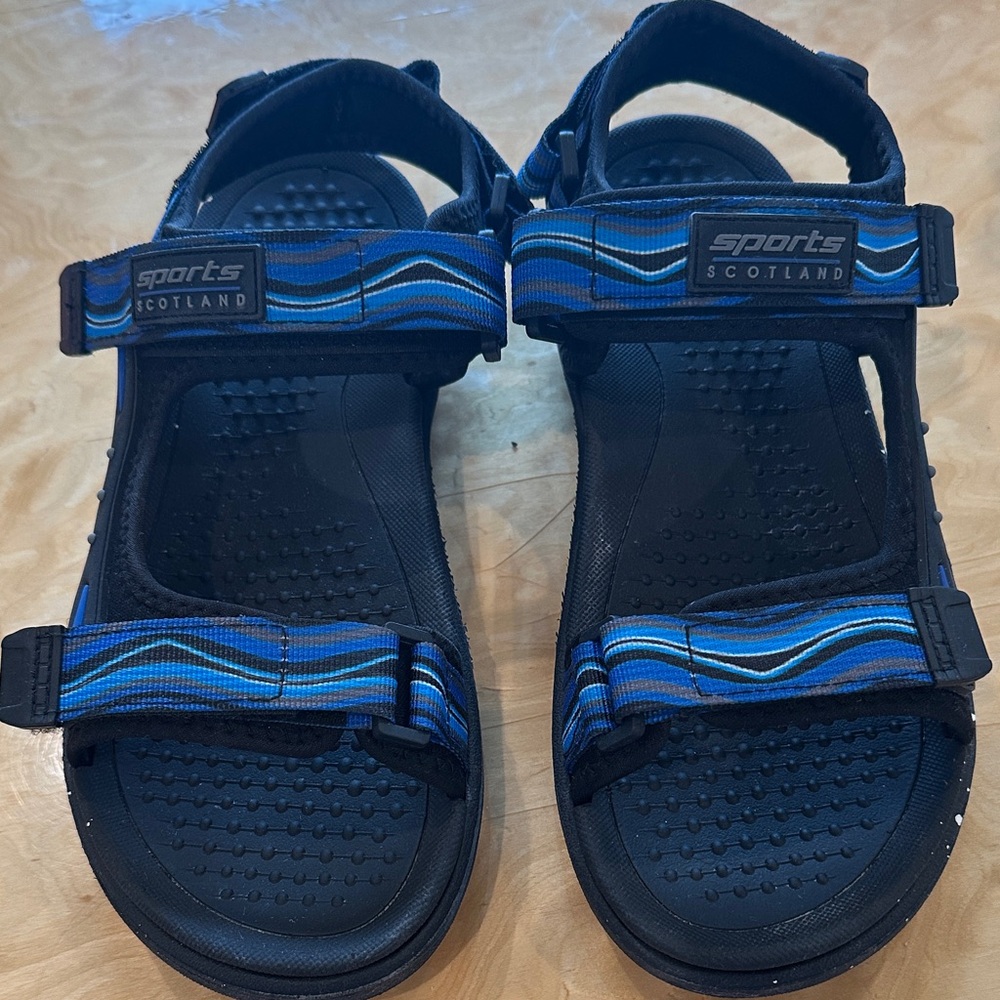 Men's Black and Blue Sandals